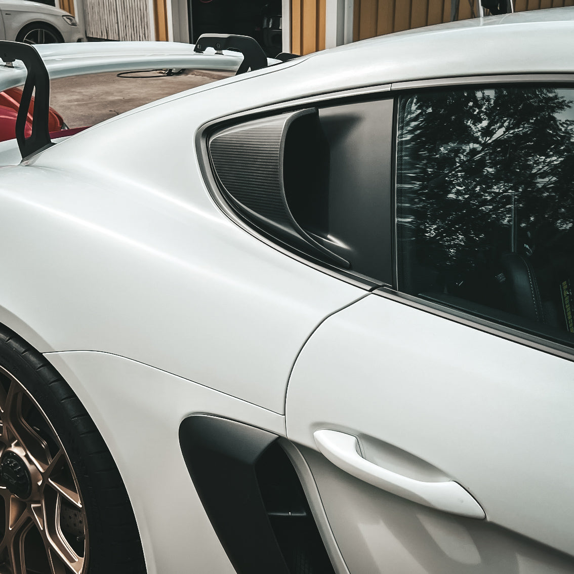 Gold Leaf Carbon Air Scoops — Porsche 718 GT4 RS Non-Weissach — Gold Leaf supplier product gallery image